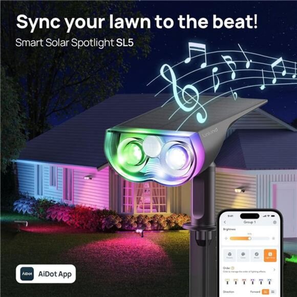 Smart Solar Spot Lights Outdoor SL5 with Motion Sensor, APP Control - Picture 4 of 7